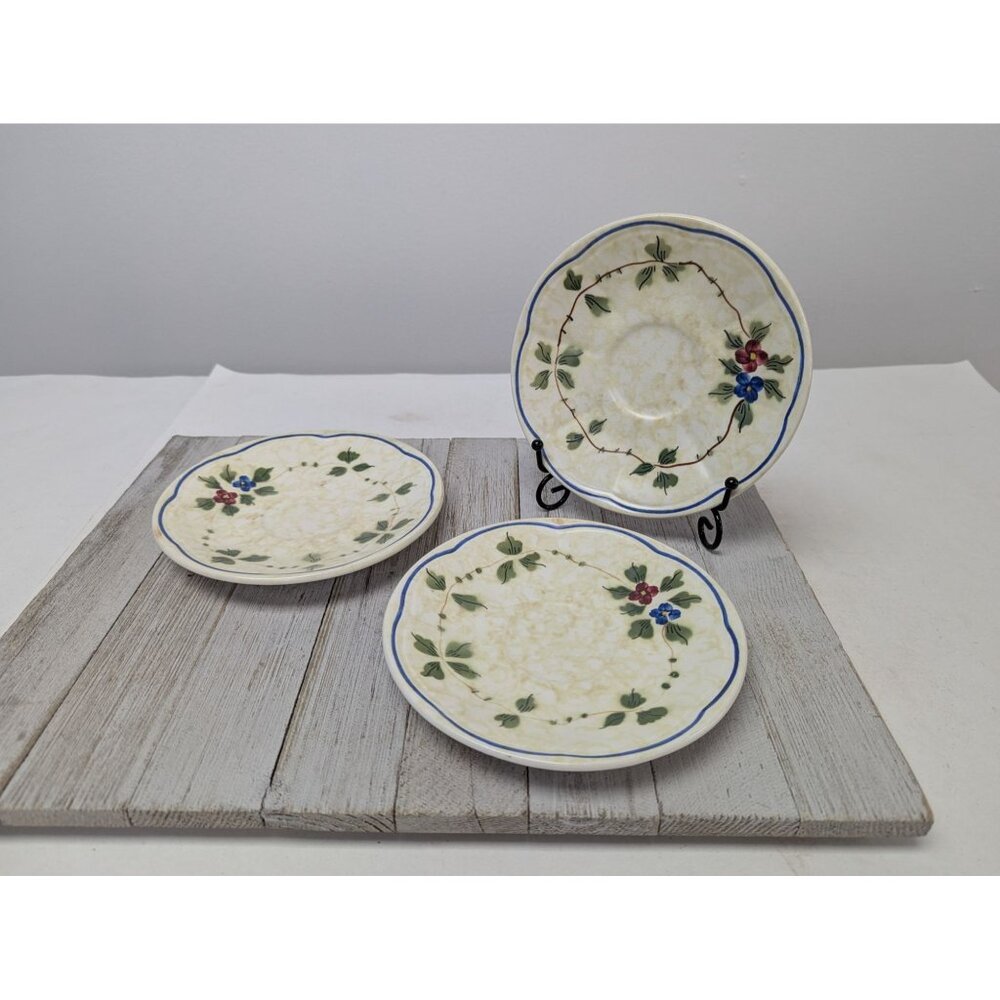 LongChamps France Nemours Set of 3 Saucers Plates Vintage 6 1/2” Hand Painted